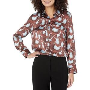 Equipment Plus Size Bradner Print 100% Silk Button Front Blouse Size 0X